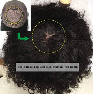 Brazilian Curly Scalp Top Wig w/ Bangs HD Lace Wig 200% Color- Natural Brown