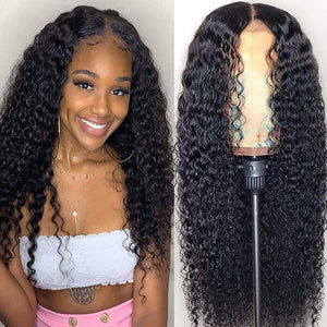 Open image in slideshow, Deep Curly Lace Front Wig 13x4 HD Lace Wig 180% Natural Black
