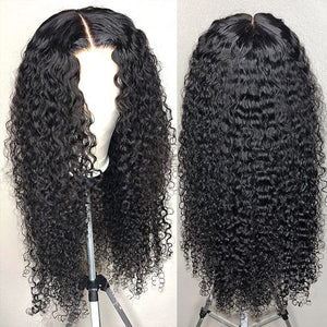 Deep Curly Lace Front Wig 13x4 HD Lace Wig 180% Natural Black