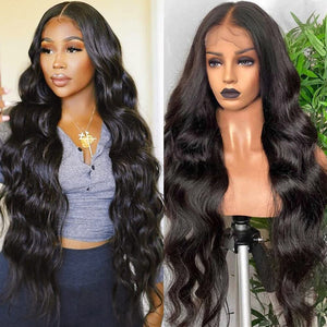 Open image in slideshow, Body Wave Lace Front Wig 13x4 HD Lace Wig 220% Natural Black
