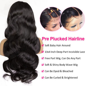Body Wave Lace Front Wig 13x4 HD Lace Wig 220% Natural Black