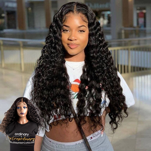 Deep Curly Lace Front Wig 13x4 HD Lace Wig 180% Natural Black